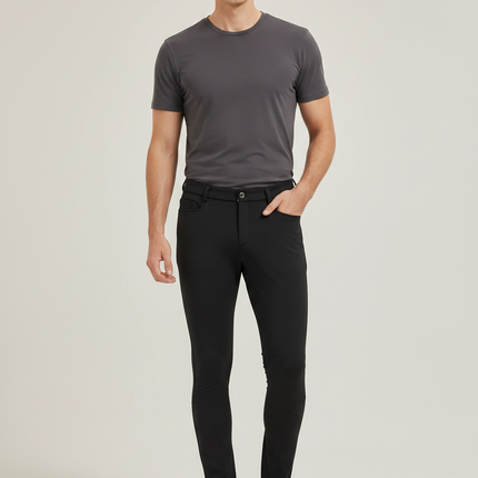 Pantalon Equitation Fond Silicone - Noir Polyester