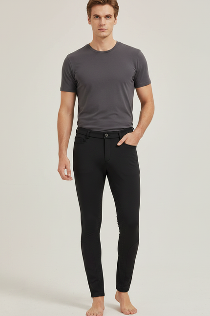 Pantalon Equitation Fond Silicone - Noir Polyester
