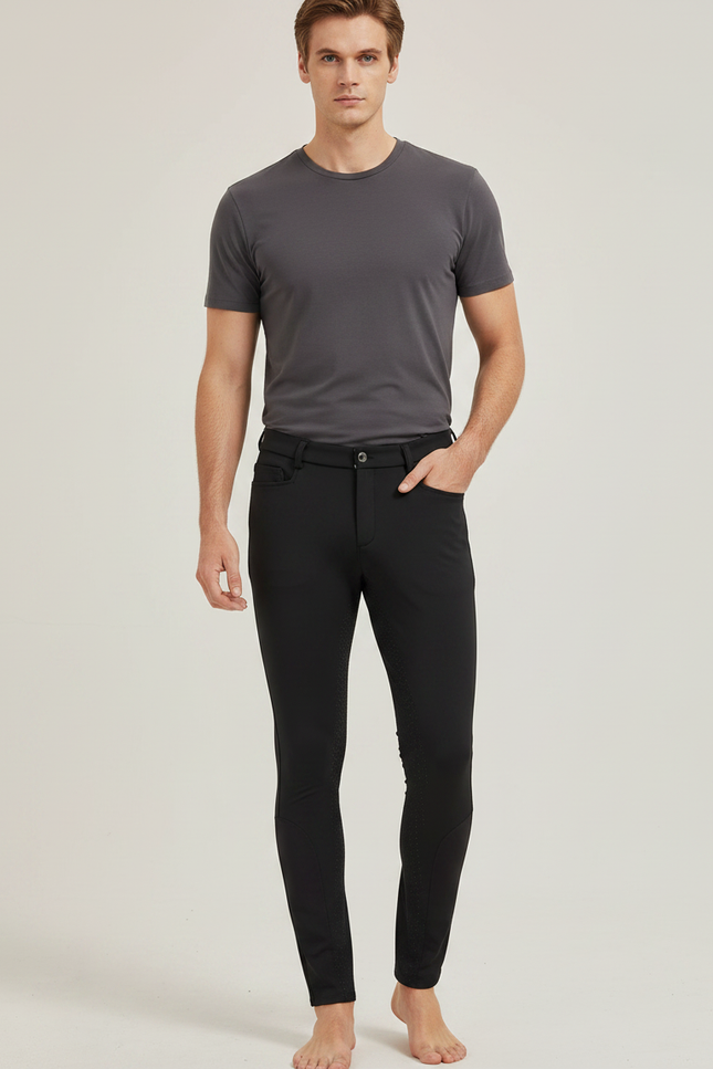 Pantalon Equitation Fond Silicone - Noir Polyester
