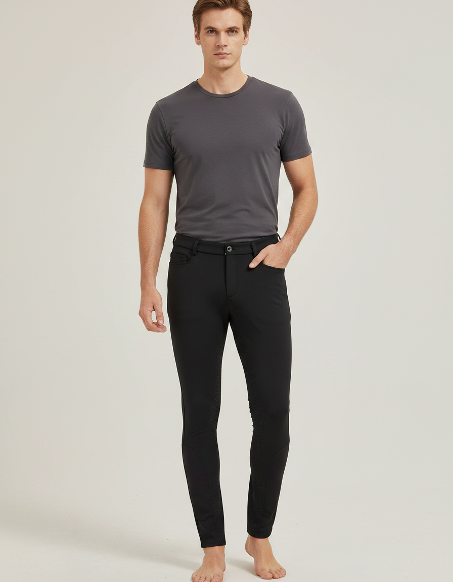 Pantalon Equitation Fond Silicone - Noir Polyester