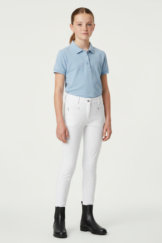 Pantalon Équitation Blanc Enfant Silicone Adhérent Ajusté - Polyester