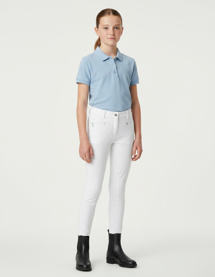 Pantalon Équitation Blanc Enfant Silicone Adhérent Ajusté - Polyester