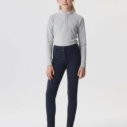 Pantalon Équitation Marine Enfant Adhérent Silicone Ajusté - Polyester