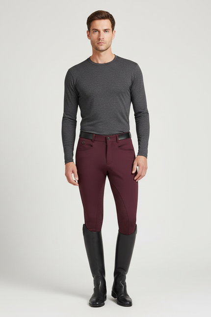 Pantalon Equitation Fond Peau - Bordeaux Polyester