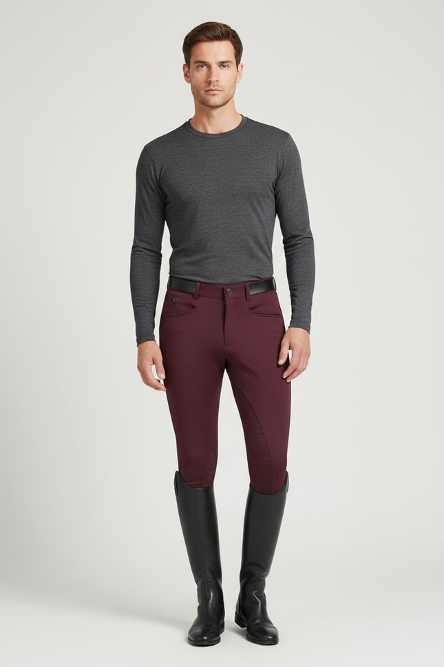 Pantalon Equitation Fond Peau - Bordeaux Polyester