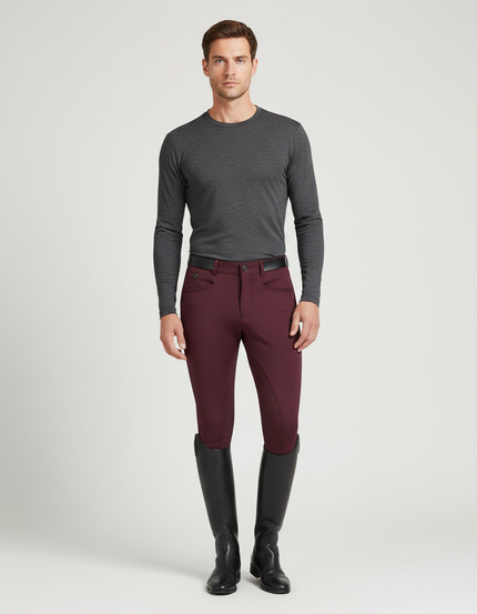 Pantalon Equitation Fond Peau - Bordeaux Polyester