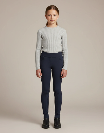 Pantalon Équitation Marine Enfant Silicone Ajusté Hiver - Polyester