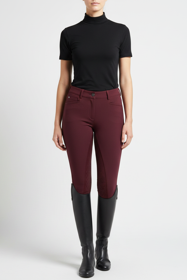 Pantalon Equitation Femme Bordeaux - Polyester