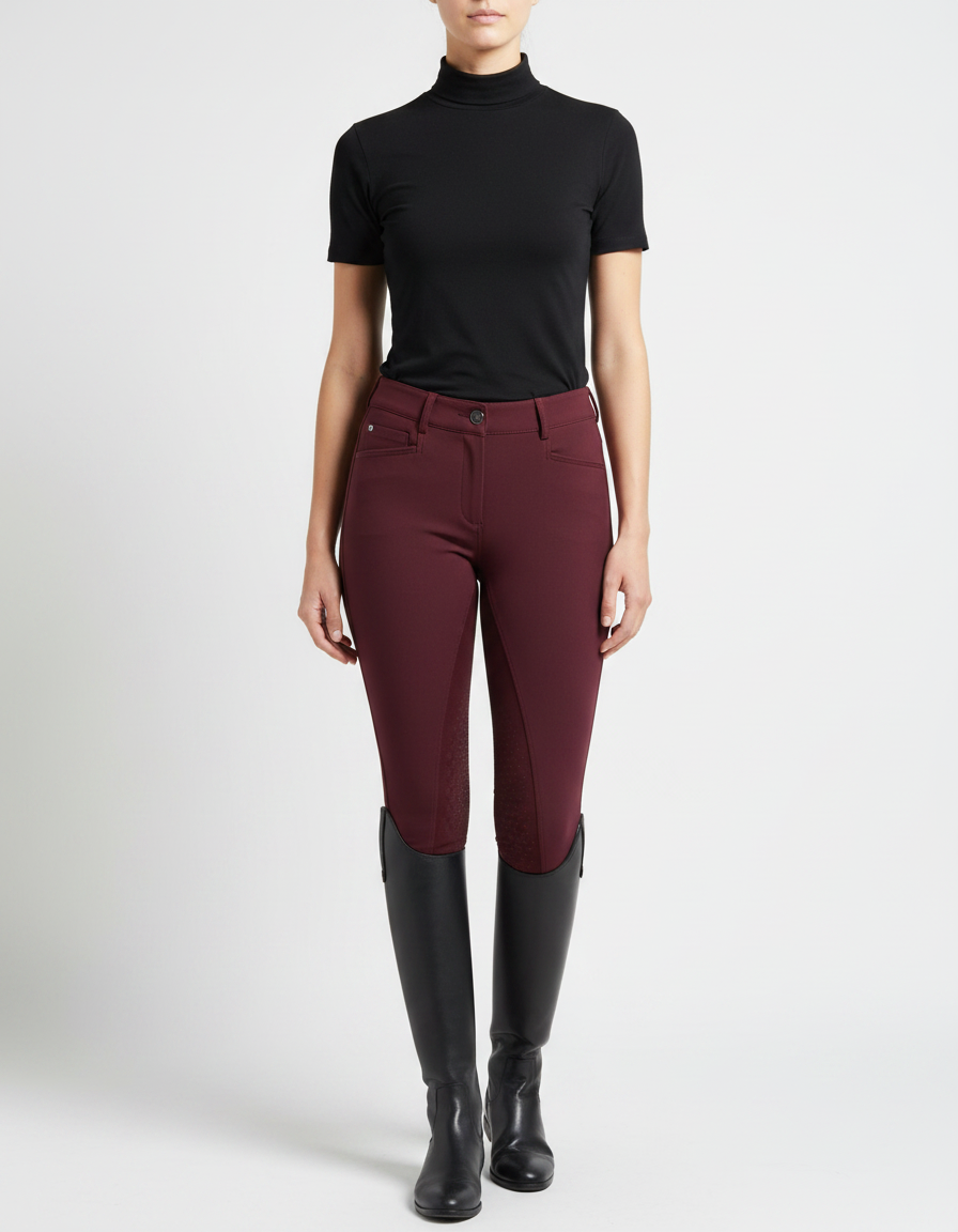 Pantalon Equitation Femme Bordeaux - Polyester