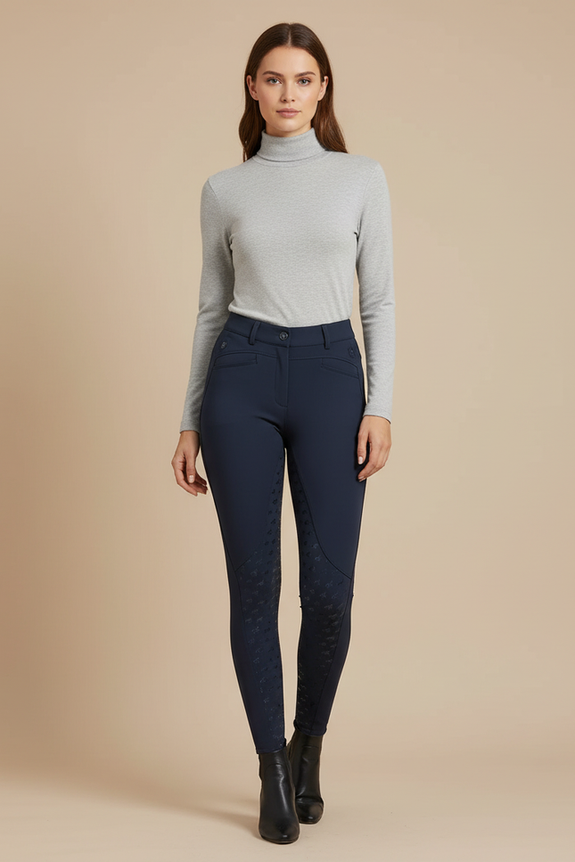 Pantalon Équitation Marine Silicone Adulte Ajusté Étoiles - Polyester