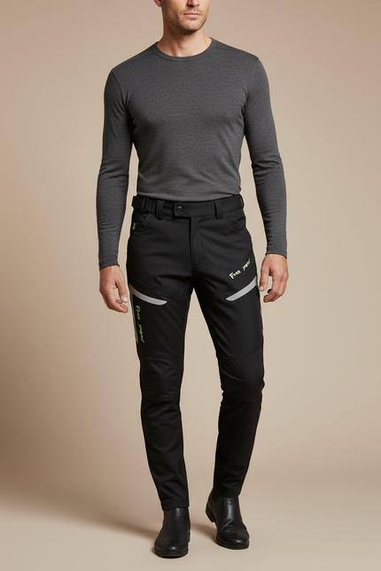 Pantalon Équitation Noir Homme Respirant Anti-Chute Ajusté - Polyester