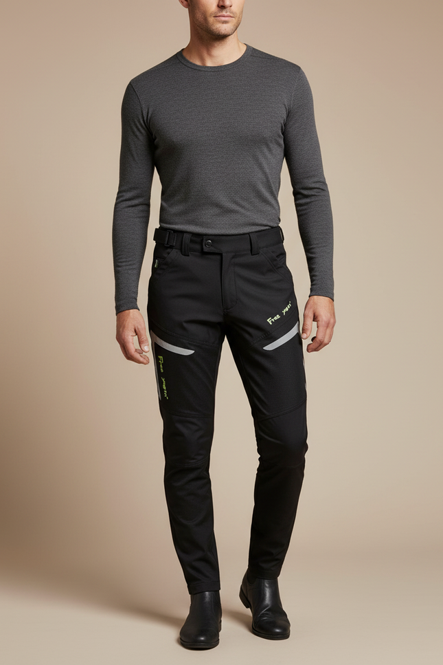 Pantalon Équitation Noir Homme Respirant Anti-Chute Ajusté - Polyester