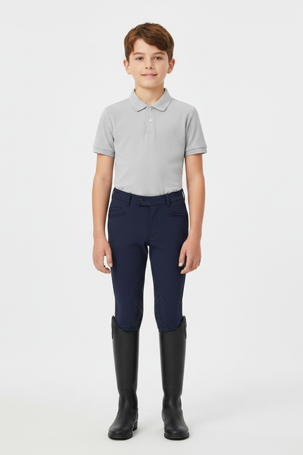 Pantalon Équitation Marine Silicone Enfant Ajusté - Polyester