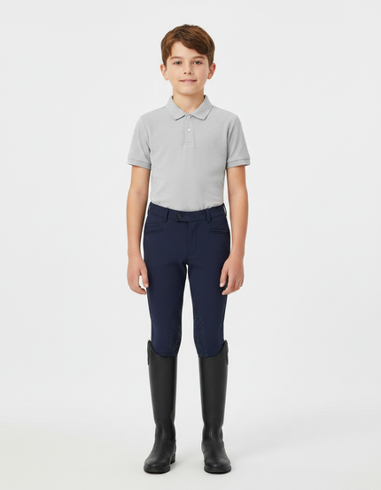 Pantalon Équitation Marine Silicone Enfant Ajusté - Polyester