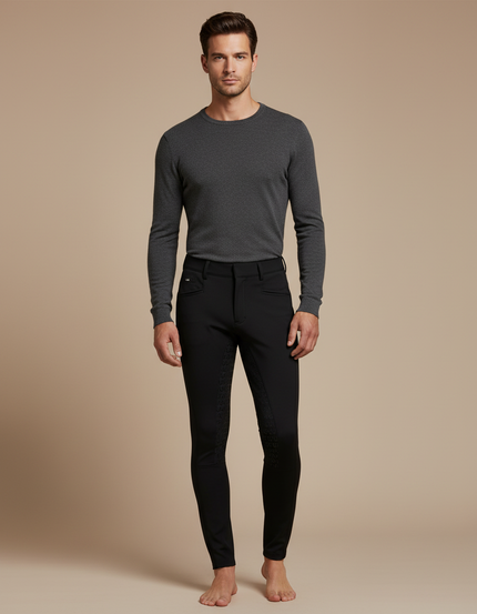 Pantalon Équitation Noir Silicone Homme Stretch Adhérent Sport - Polyester