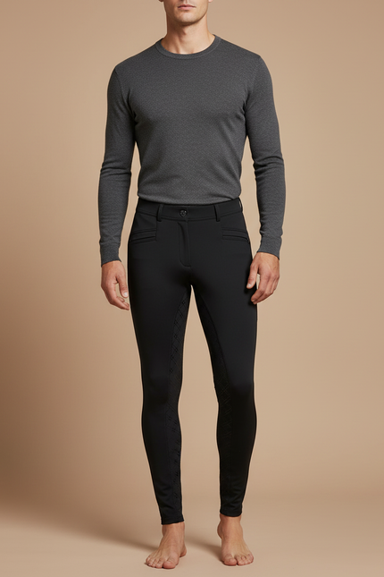 Pantalon Équitation Noir Adulte Silicone Adhérent Confortable - Polyester