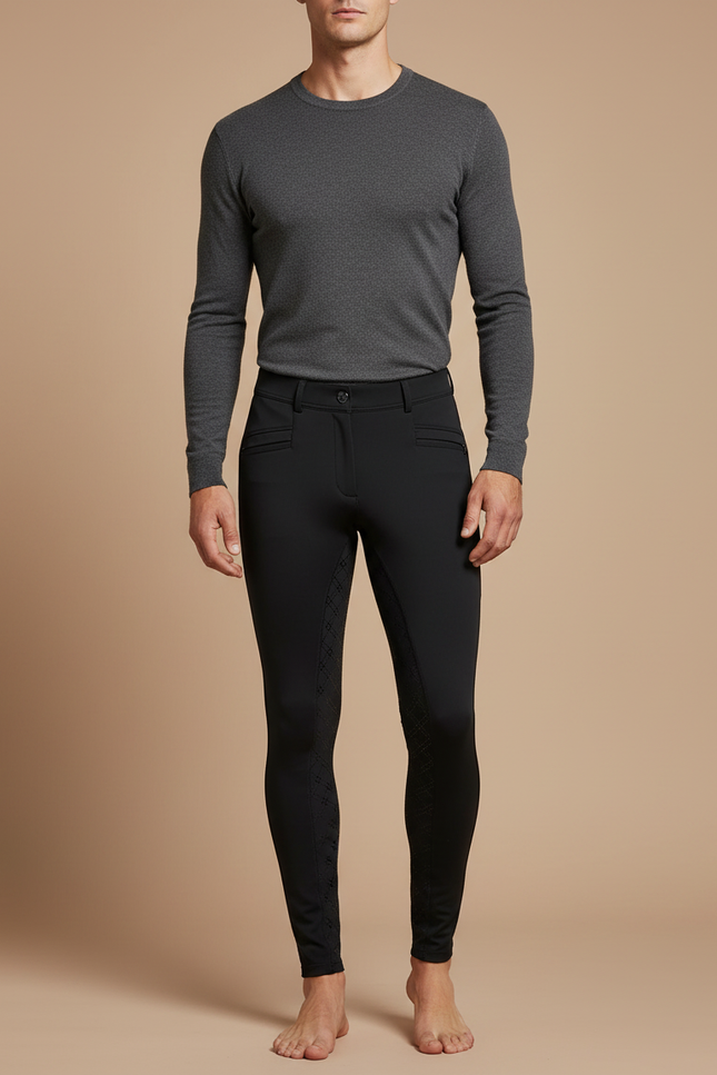 Pantalon Équitation Noir Adulte Silicone Adhérent Confortable - Polyester