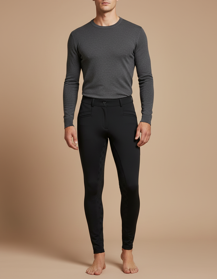 Pantalon Équitation Noir Adulte Silicone Adhérent Confortable - Polyester