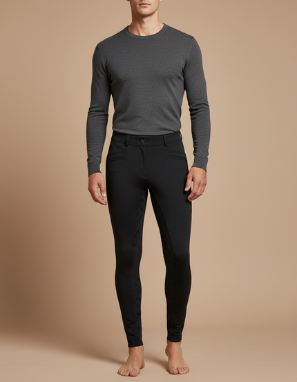 Pantalon Équitation Noir Adulte Silicone Adhérent Confortable - Polyester