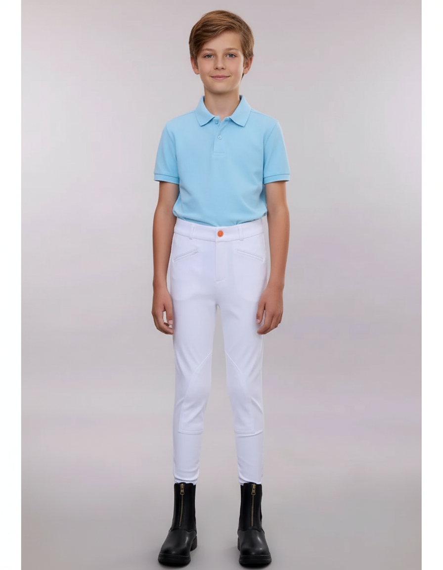 Pantalon Équitation Blanc Enfant Ajusté Confortable - Polyester