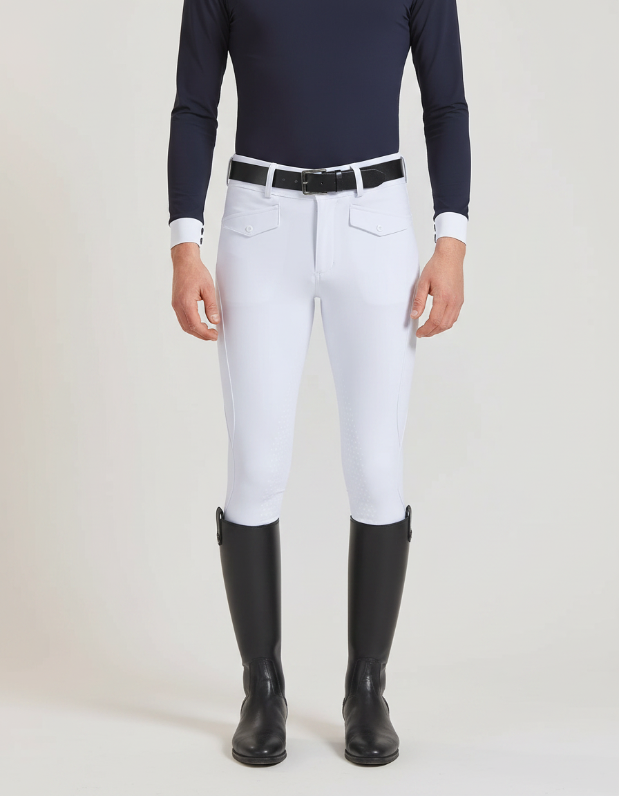 Pantalon Équitation Blanc Homme Silicone Ajusté Élégant - Polyester