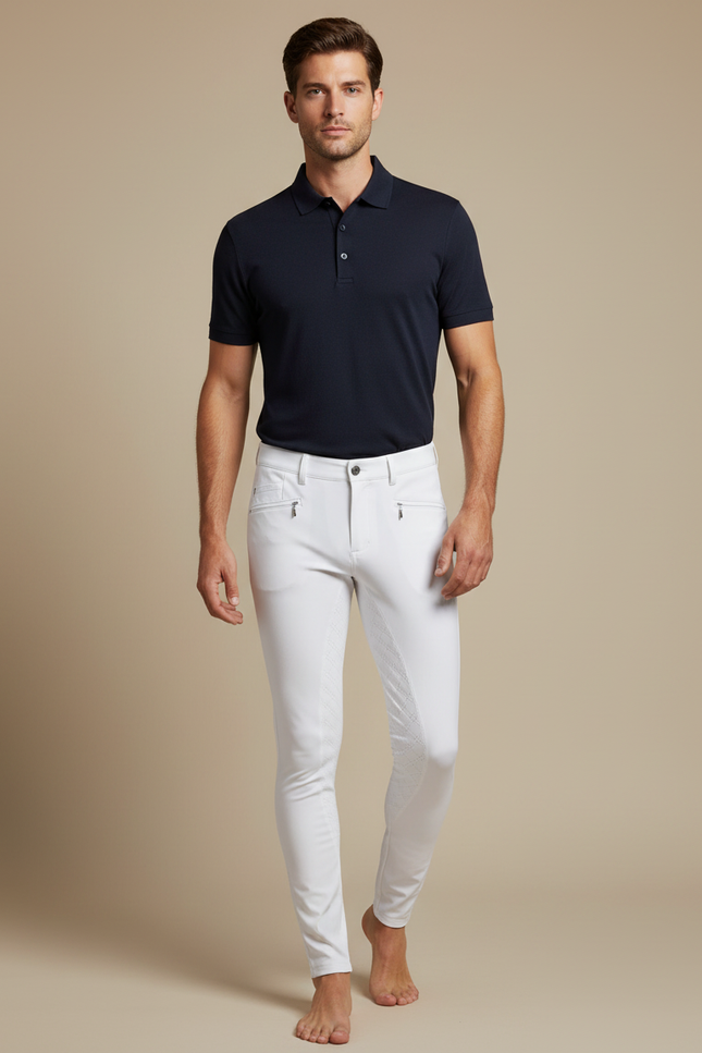 Pantalon Equitation Rembourré - Blanc Polyester