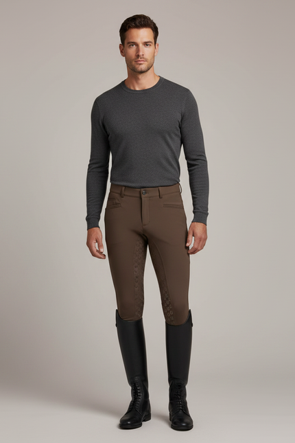 Pantalon Grip Equitation - Marron Polyester