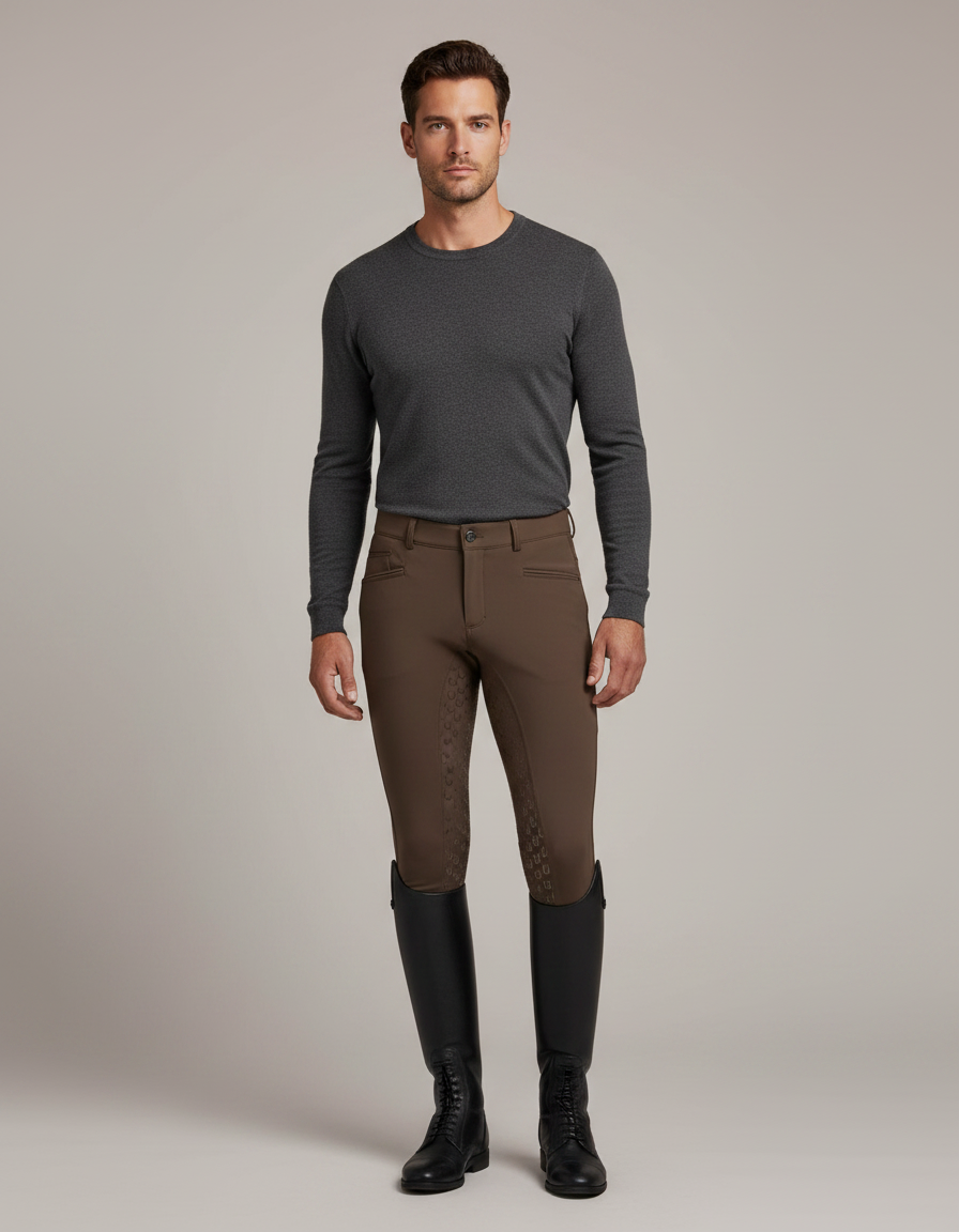 Pantalon Grip Equitation - Marron Polyester