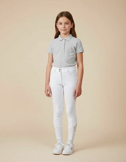 Pantalon Équitation Blanc Enfant Silicone Adhérent Confortable - Polyester