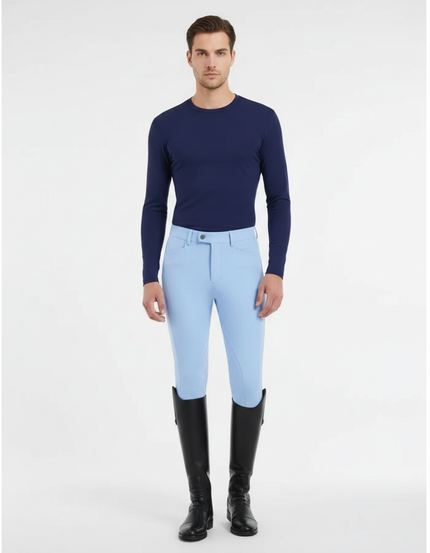 Pantalon Équitation Bleu Ciel Adhérent Homme Silicone Stretch - Polyester