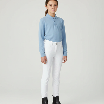 Pantalon Équitation Blanc Enfant Silicone Adhérent Ajouré - Polyester