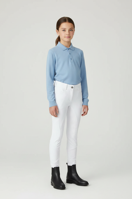 Pantalon Équitation Blanc Enfant Silicone Adhérent Ajouré - Polyester