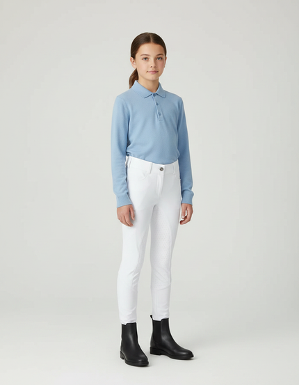 Pantalon Équitation Blanc Enfant Silicone Adhérent Ajouré - Polyester