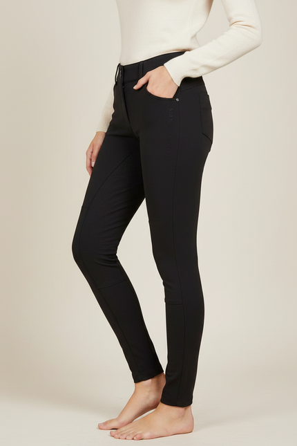 Pantalon Équitation Noir Femme Slim Adhérent Confortable - Polyester