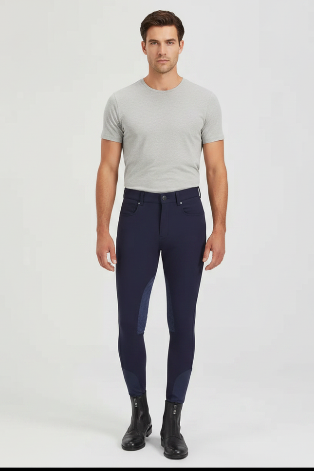 Pantalon Équitation Marine Adhérent Stretch Homme - Polyester