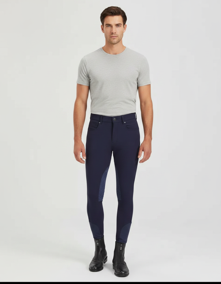 Pantalon Équitation Marine Adhérent Stretch Homme - Polyester