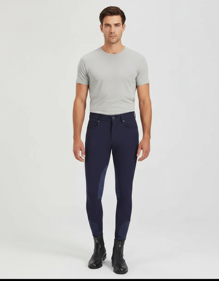Pantalon Équitation Marine Adhérent Stretch Homme - Polyester