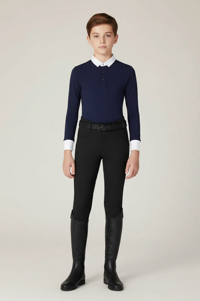 Pantalon Équitation Noir Enfant Silicone Ajusté - Polyester