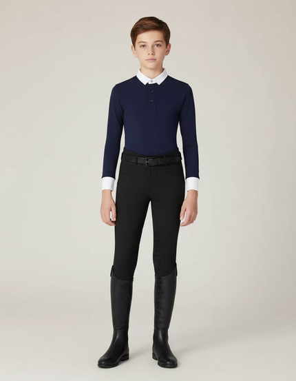 Pantalon Équitation Noir Enfant Silicone Ajusté - Polyester