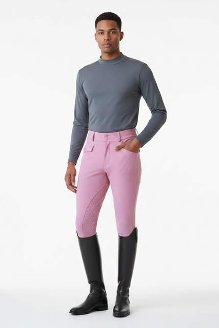 Pantalon Équitation Rose Silicone Ajusté Homme Stretch - Polyester
