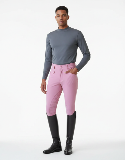 Pantalon Équitation Rose Silicone Ajusté Homme Stretch - Polyester