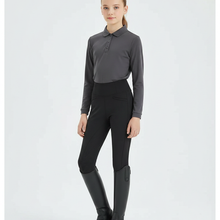 Pantalon Équitation Noir Enfant Silicone Confortable - Polyester