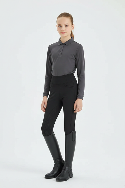 Pantalon Équitation Noir Enfant Silicone Confortable - Polyester