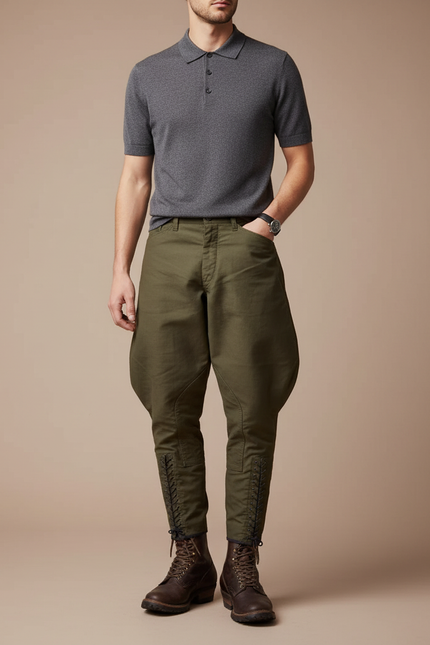 Pantalon Equitation Coton - Kaki Gabardine