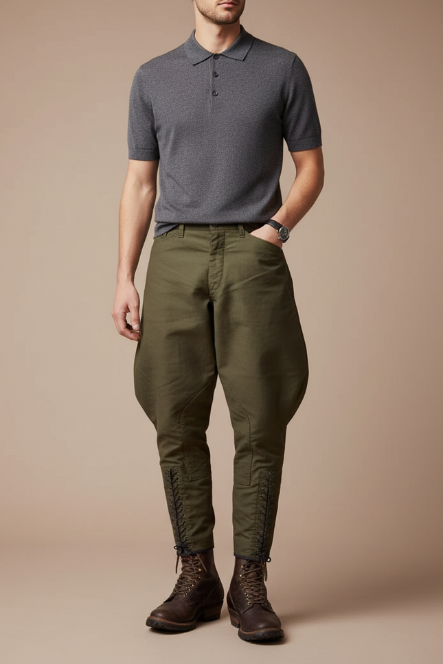 Pantalon Equitation Coton - Kaki Gabardine