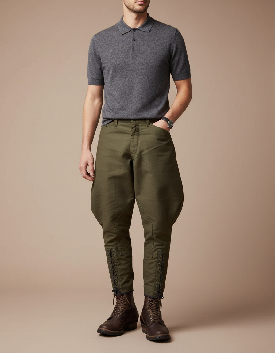 Pantalon Equitation Coton - Kaki Gabardine