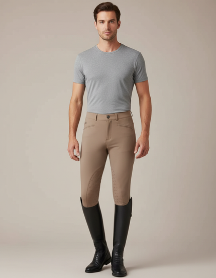 Pantalon Équitation Beige Homme Adhérent Silicone Ajusté - Polyester