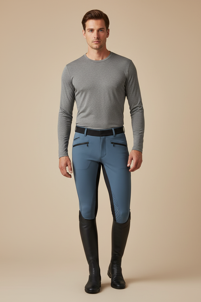 Pantalon Equitation Bicolore - Bleu Polyester