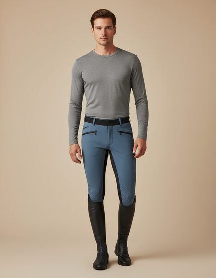 Pantalon Equitation Bicolore - Bleu Polyester