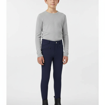 Pantalon Équitation Marine Enfant Silicone Ajusté - Polyester